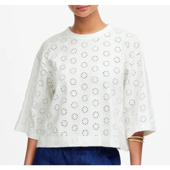 Madewell Embroidered Wide-Sleeve Boxy Tee Size XS NWT - Picture 1 of 6